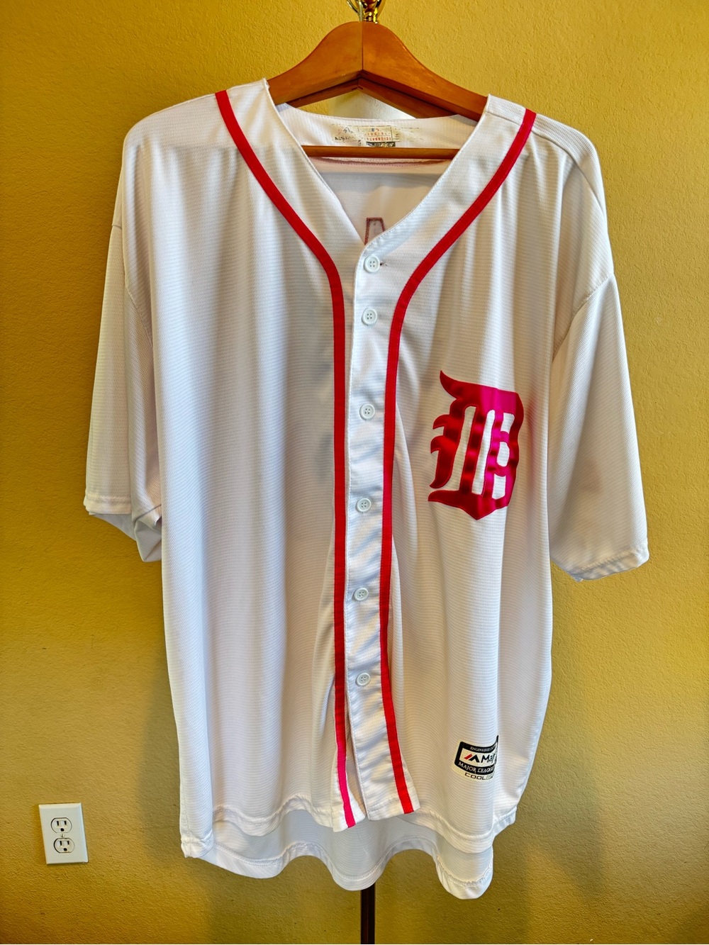 Majestic Justin Verlander #35 Stitch Detroit Tigers Mother's Day Pink Jersey XL